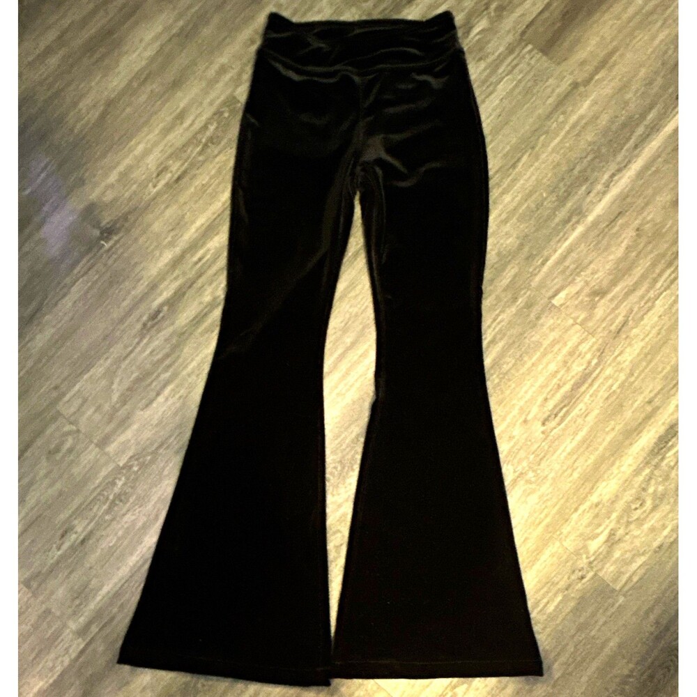 Sofia women’s black velvet flare stretch pants size XS Goth Witchy
